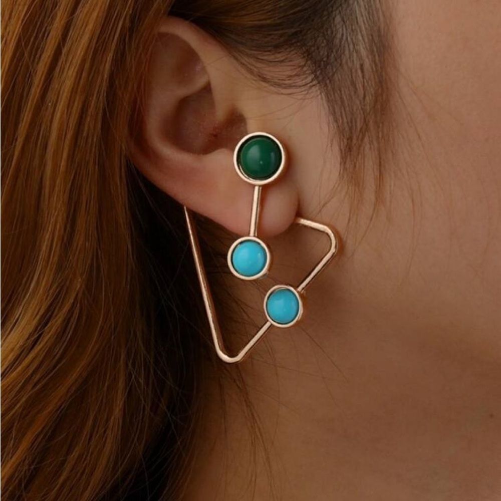 Geometric Green and Blue Earrings N976